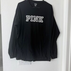 LARGE Black Long Sleeve Shirt with PINK Logo worn once
